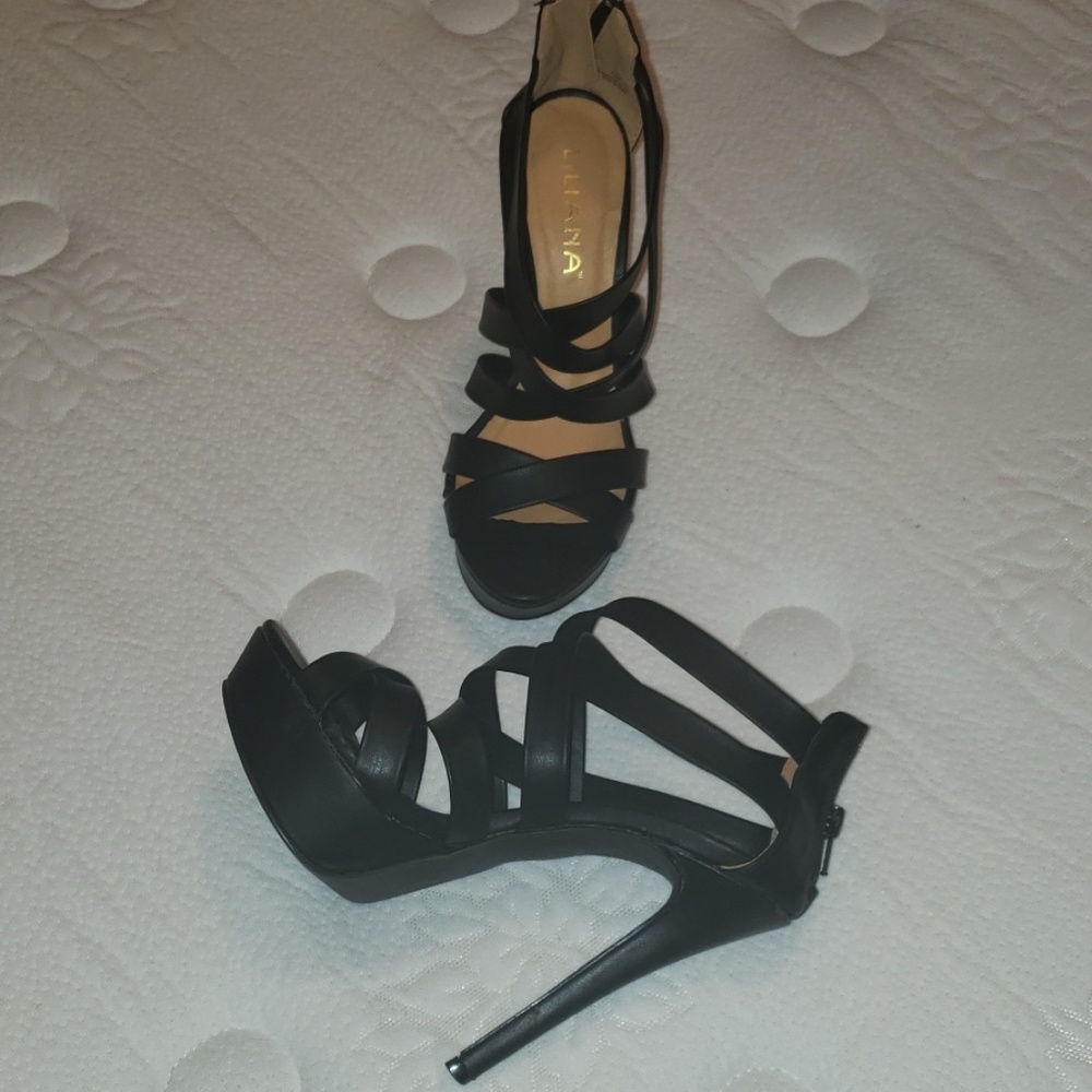 Multi strap stilletos heels